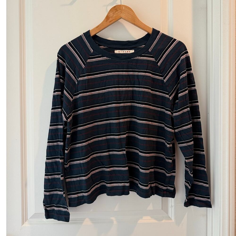 Xirena Olive Green Stripe Long Sleeve Top Relaxed Lounge Fall